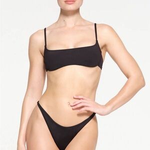 SKIMS Micro Scoop Swim Bikini & Mid Waist set of 2 Piece Black Onyx Sz Medium